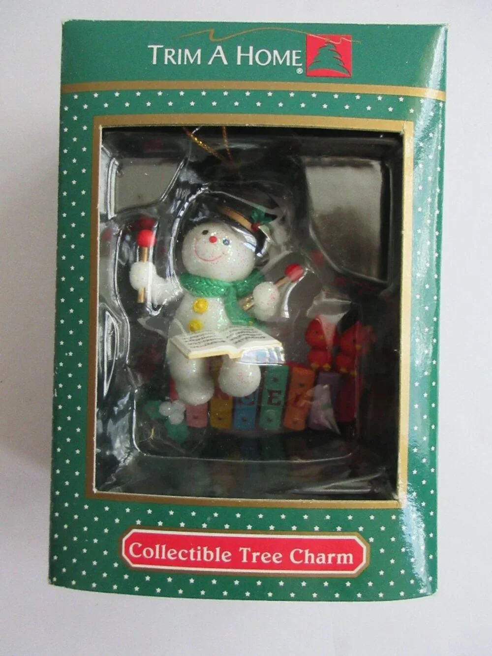 Trim A Home Christmas Tree Ornament Snowman Playing Xylophone NOEL Kmart 1996